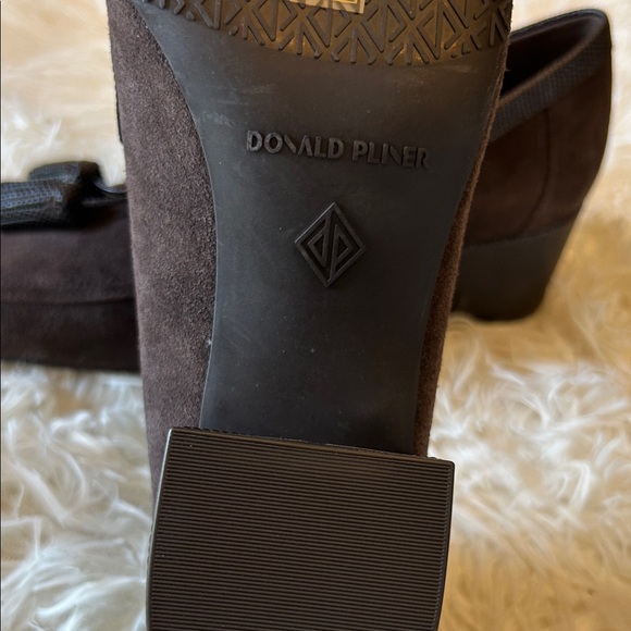 Donald J. Pliner Dark Brown Suede Tassel Loafer with Textured Band - Picture 8 of 14